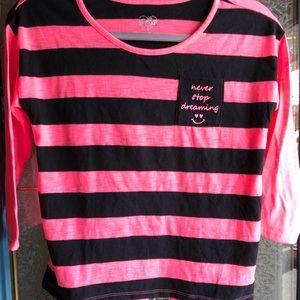 Justice pink and black striped top